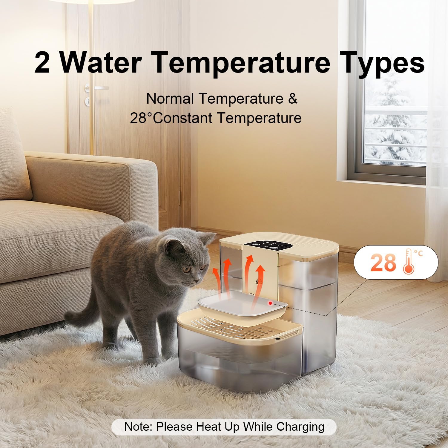 Dog Water Dispenser Indoor, 152oz/4.5L Large Cat Water Fountain with Remote Control, Silent Automatic Pet Drinking Fountain for Dogs and Cats, Fresh Water Bowl for Pets(Cream)