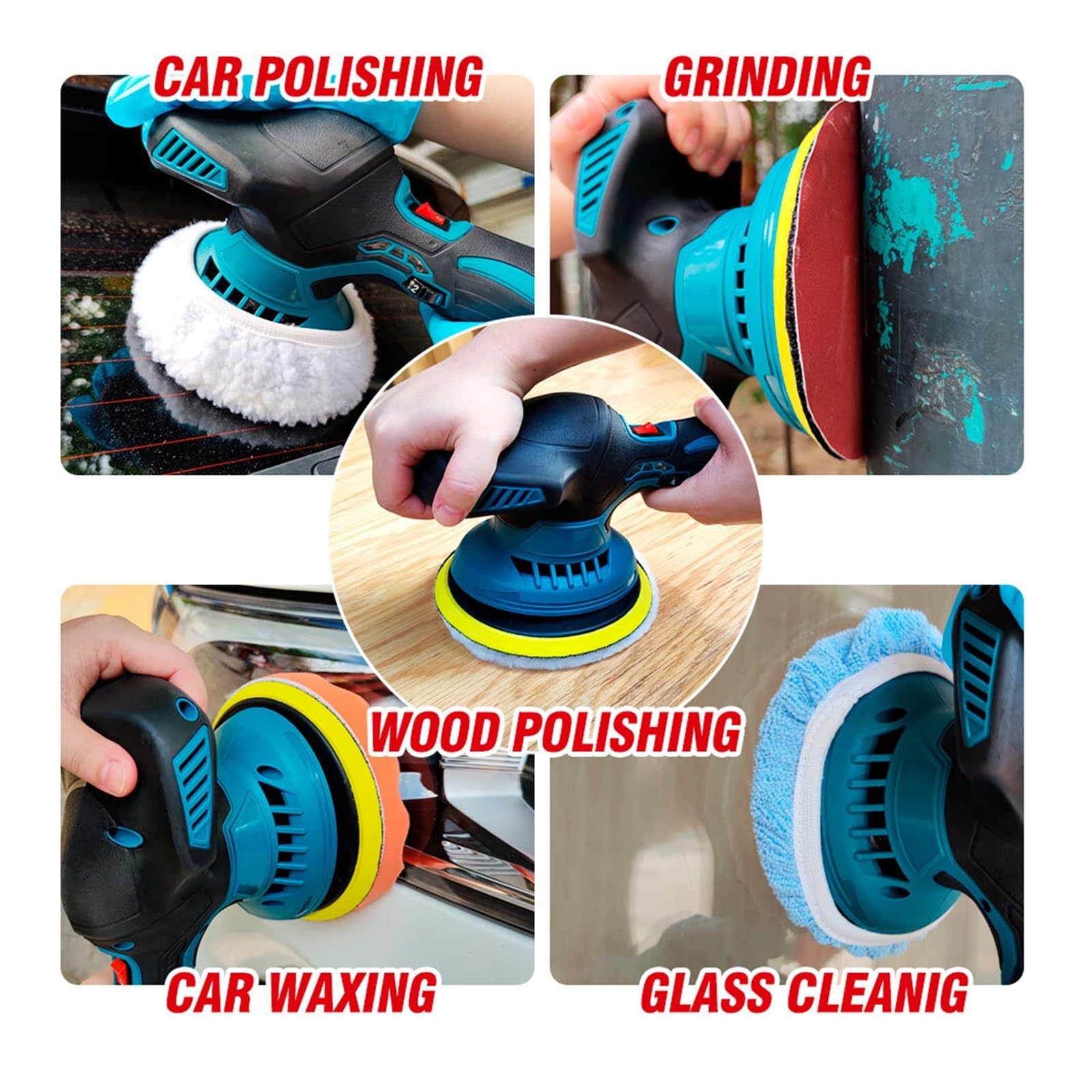 Pulidor Pulidora de coche inalámbrica, 6000RPM, 6 velocidades, ajustable, inalámbrica, pulidora eléctrica, máquina de encerado, belleza de coche, herramienta de lavado automático(1 Battery Plug)