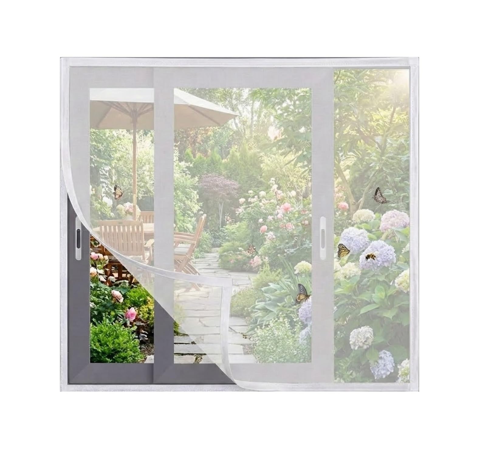 1pc White Window Screen Mesh Available No-Drill Install Fine Breathable Net Removable Reusable Mosquito Protection(Width 130cm,Height 110cm)