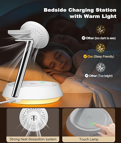 Miniatura 7 de Estación de carga inalámbrica 3 en 1 para dispositivos Apple Cableet 15W Fast Mag Safe Charger Stand con lámpara nocturna para iPhone 15 14 13 12