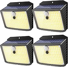 CLAONER Solar Security Lights Outdoor, Motion Sensor Light 3 Lighting Modes Solar Powered LED Lights IP65 Solar Wall Lights for Yard Garage Garden Fence Door (4 Pack)