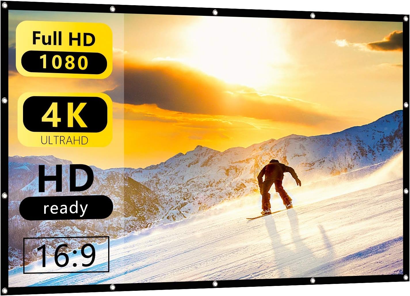 60 Inch 16:9 HD Projector Screen Nell Zimi Portable Foldable Screen Anti-Crease Indoor Outdoor Projector Movies Screen for Home Theater Support Double Sided Projection