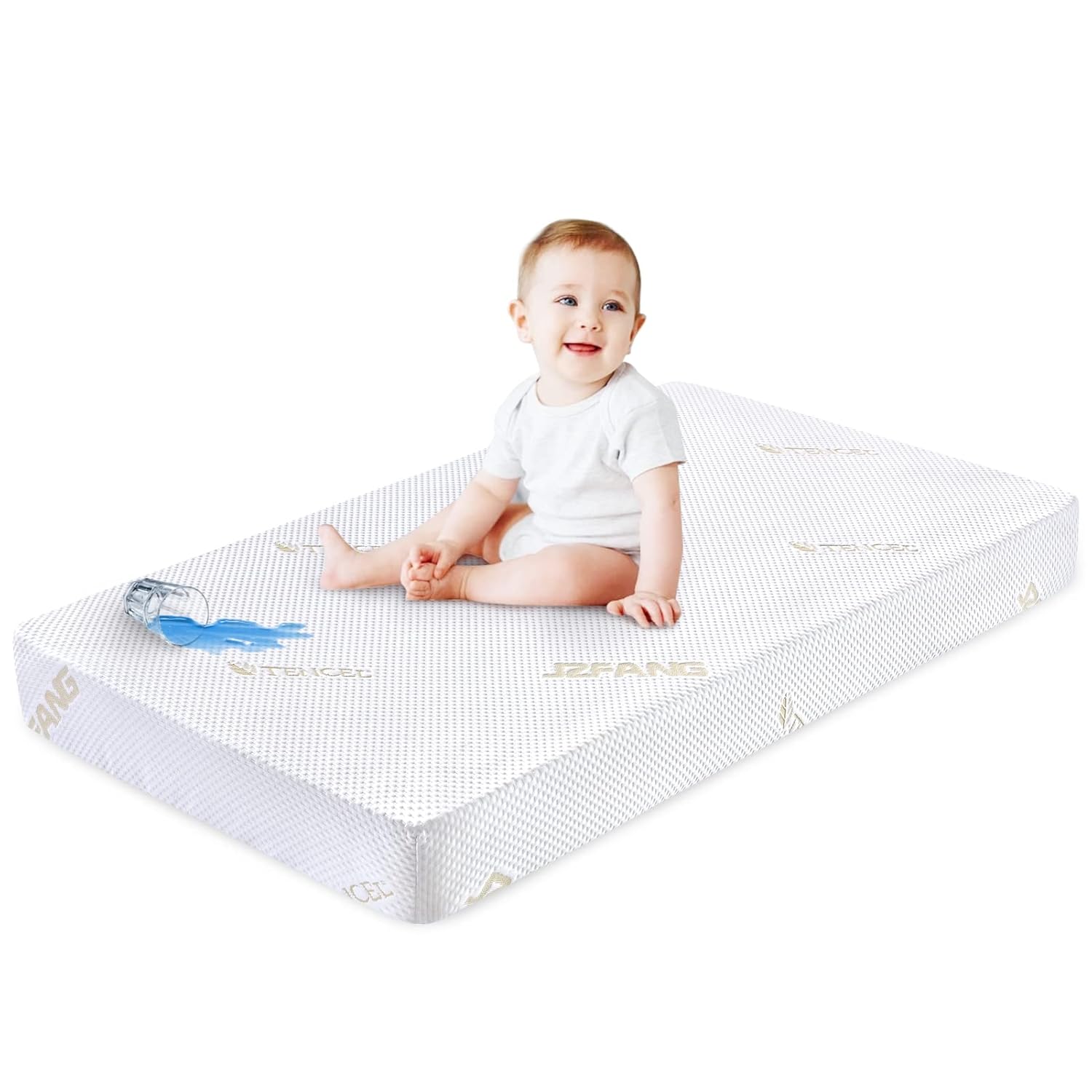 Crib Mattress + Waterproof Mattress Fitted Sheets
