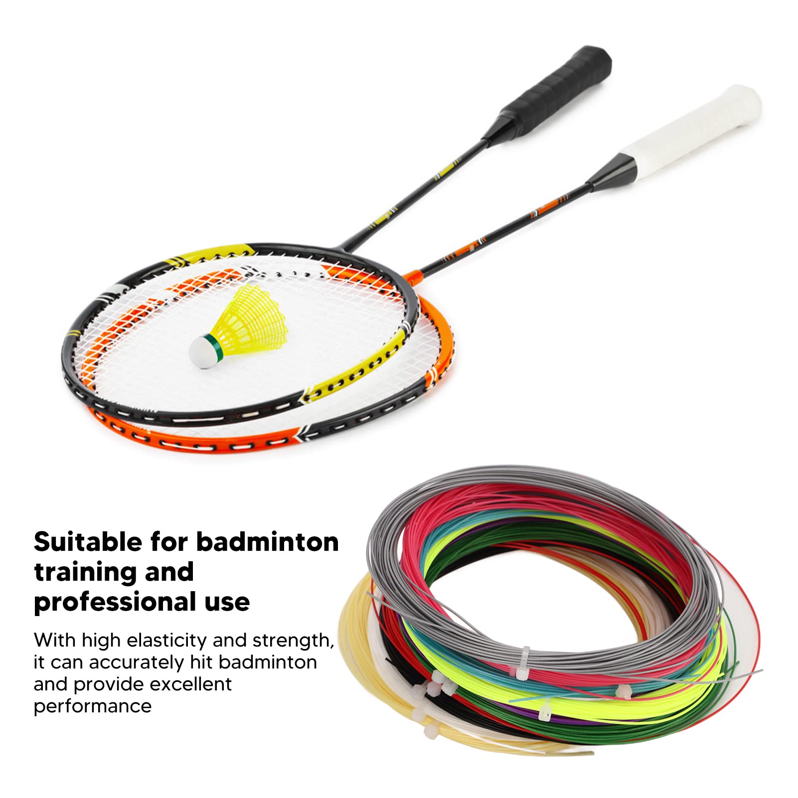 10Pcs Badminton Racquet String,Tennis Racket String for Badminton Training and Professional Use, High Elastic and High Strength, Nanofiber Material, 28lbs,10m Length