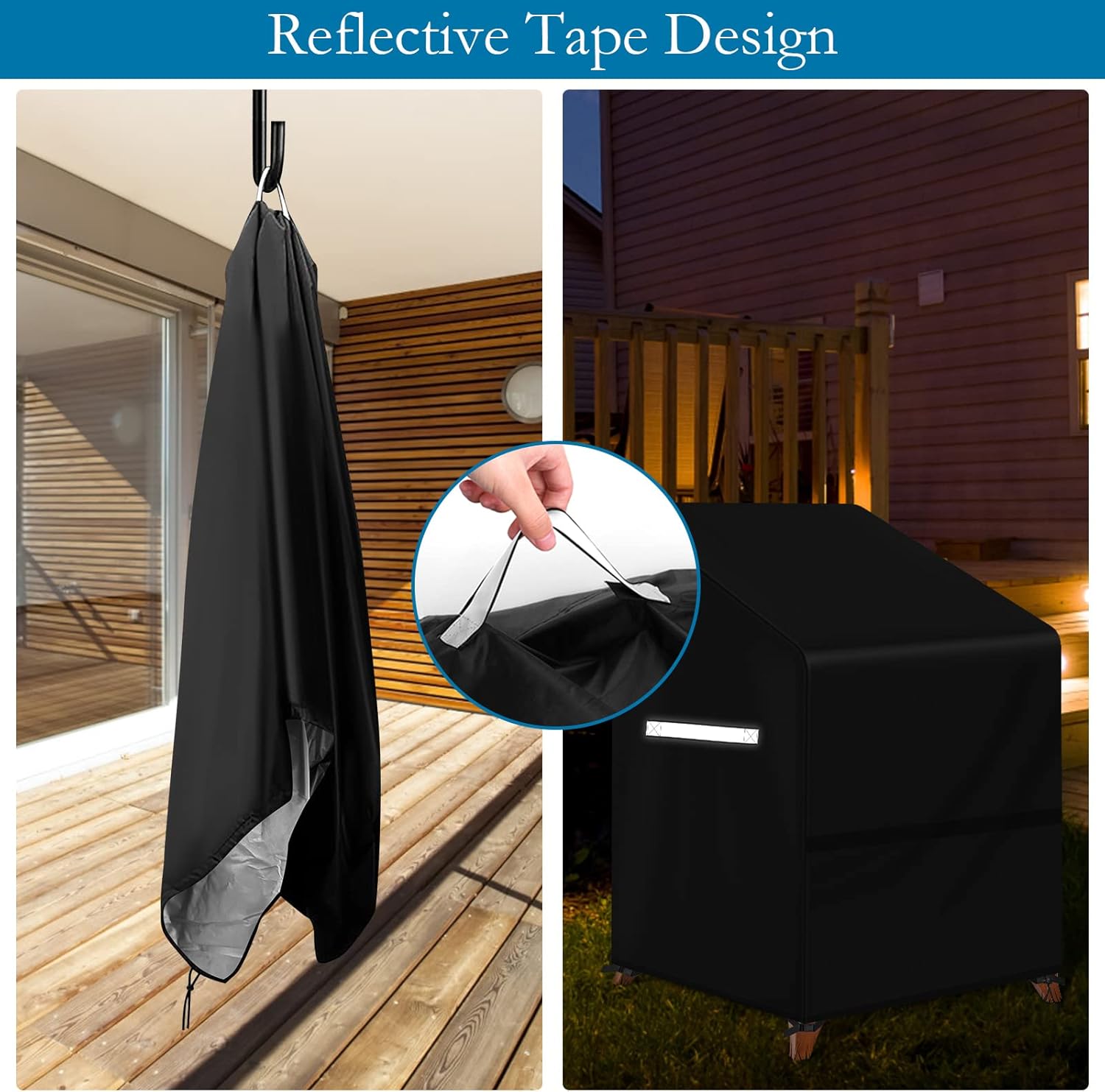 Stacking Outdoor Chair Cover Waterproof Heavy Duty Outdoor Lawn Furniture Covers Stacked Chairs Seat Cover, Lounge Chair Covers Stack Chairs Fits for 4-6 Outdoor Stacking Dining Chairs, 33"Lx27"Dx48"H - Image 8