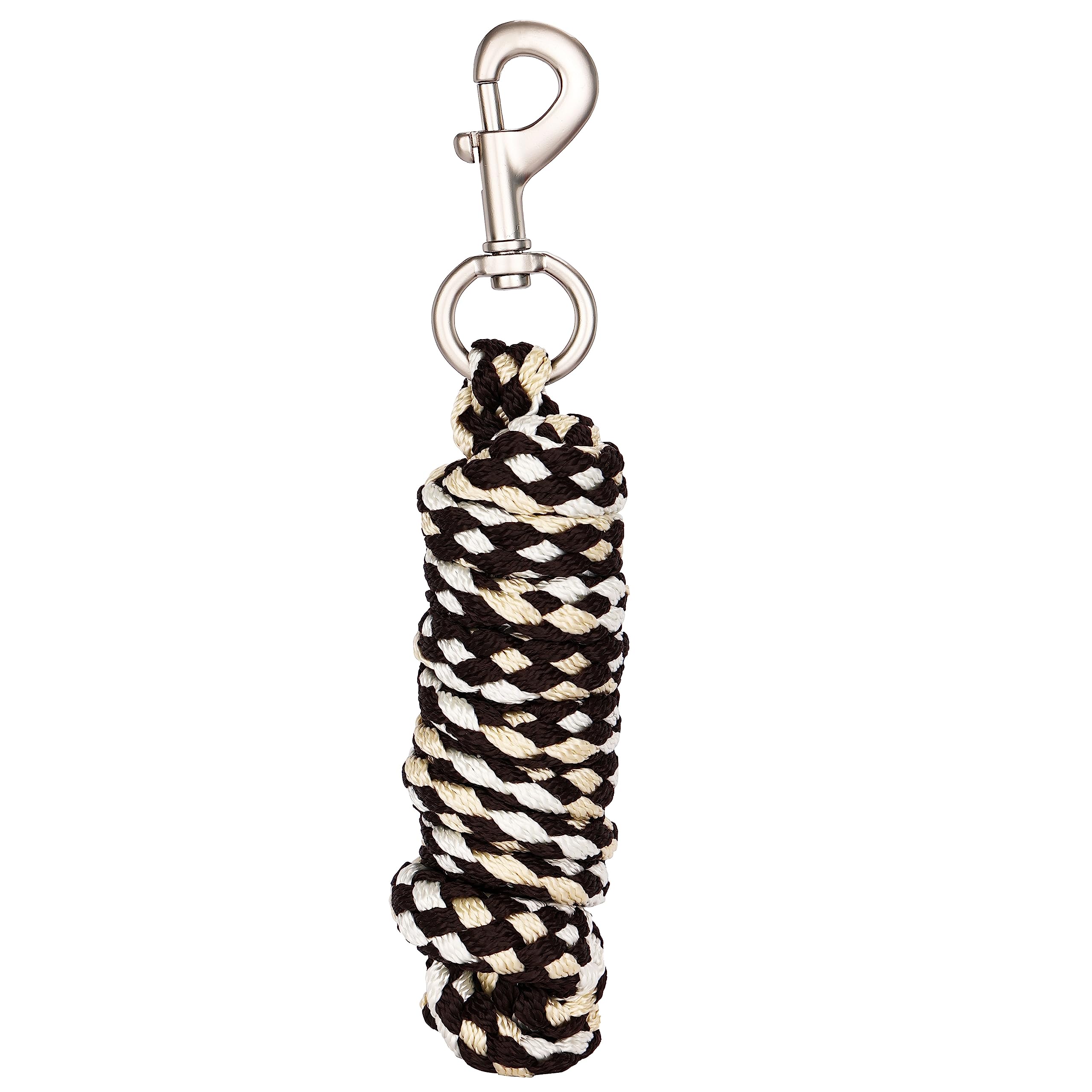 Longe pour cheval - Corde d'attache dans différents designs élégants, longe, corde d'attache pour poney, âne, chèvre, long tricot avec mousqueton jaune brun