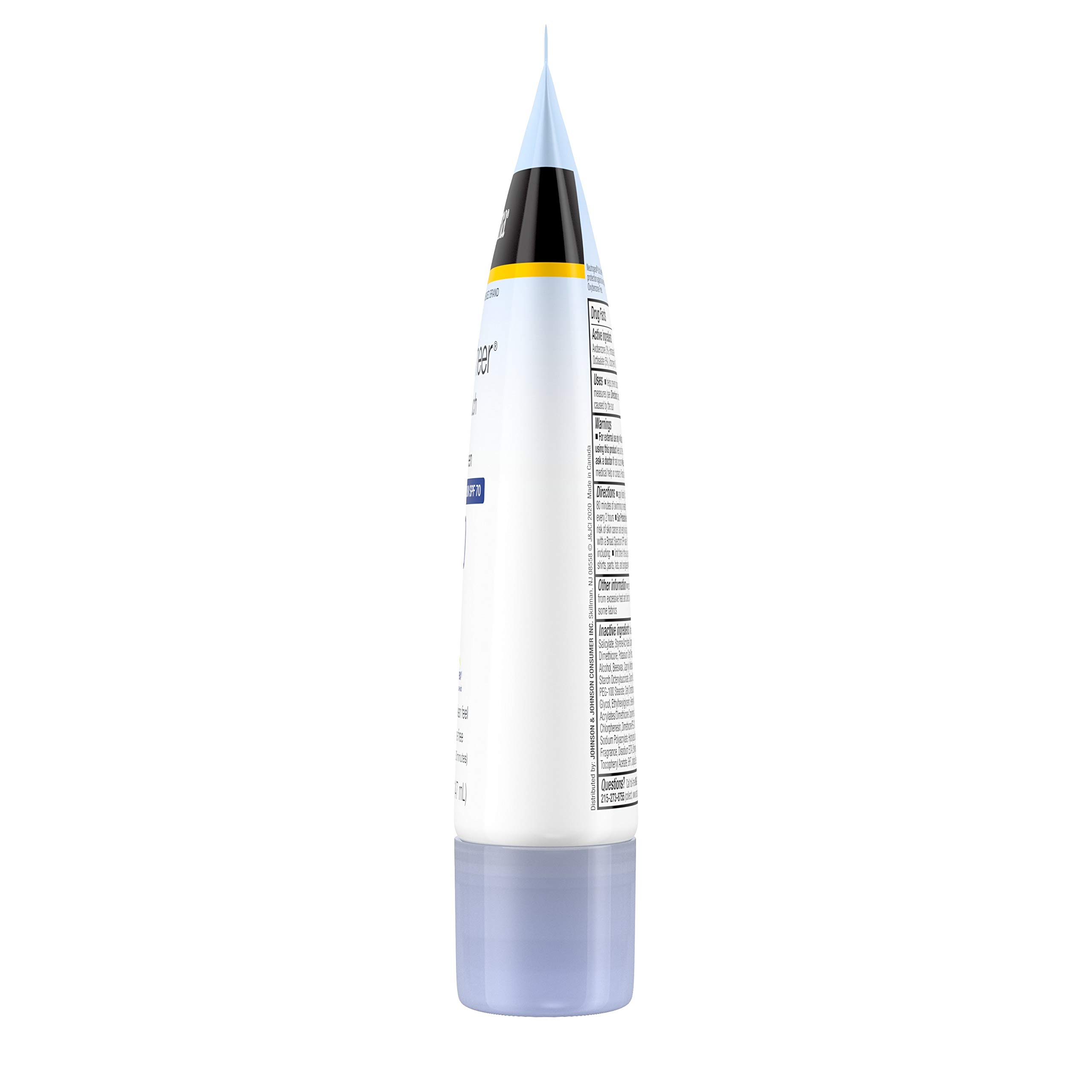 Neutrogena Ultra Sheer Dry-Touch Crème solaire UVA/UVB à large spectre SPF 70 sans oxybenzone légère imperméable non comédogène et non G comme étiqueté 140 g