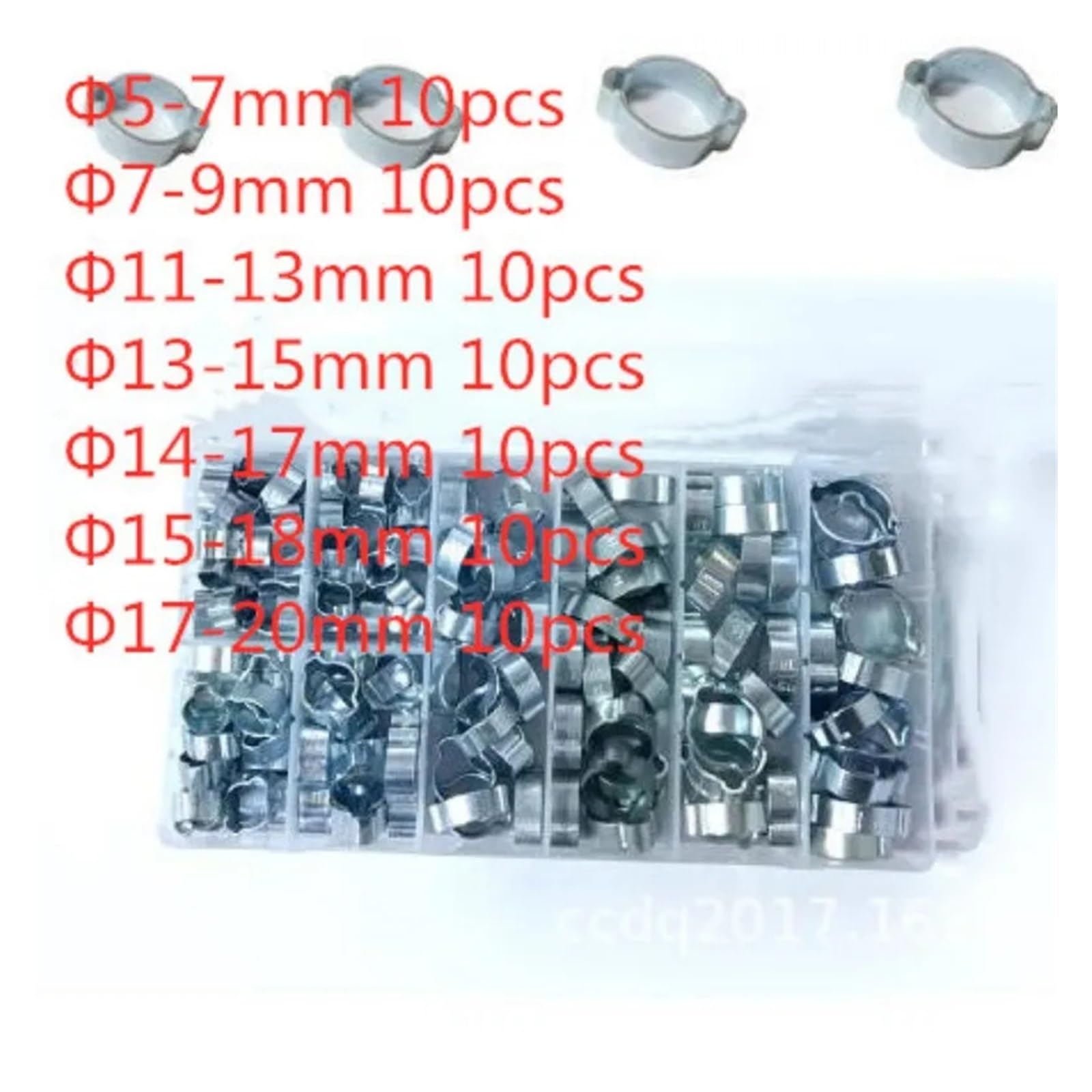 Abrazaderas de doble oreja 70 Uds abrazadera de doble oreja O Clips-Clip de engarce aire silicona gasolina agua combustible manguera tubo abrazaderas de acero inoxidable anillo de cincha