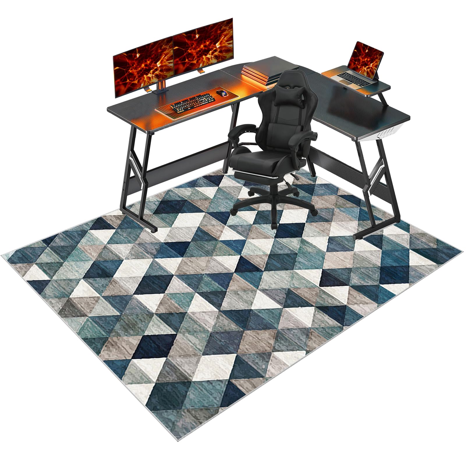 Heavy Duty Office Chair Mats for Carpeted Floor, Computer Floor Mat for Hardwood Floors, Large Anti-Slip Desk Chair Mat, Home Multi-Purpose Low-Pile Carpet, Rolling Chairs Glides Easily 100 x 140 cm