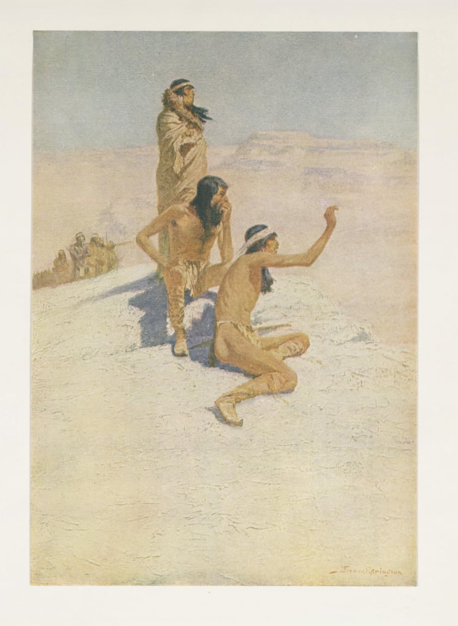 POSTERIIk Famous Modern Artwork Art Mural Cabeza De Vaca in the Desert From Colliers Weekly by Frederic Remington Oil Paintings Pictures for Home Decor 60x90cm