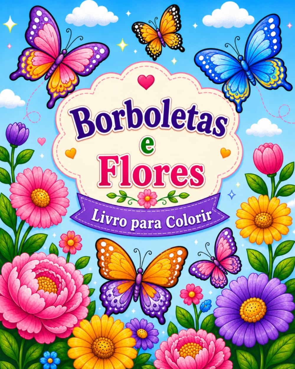 Borboletas e Flores: Livro para colorir para crianças, jovens e adultos com belos desenhos para relaxamento e alívio do estresse. (livros para crianças)