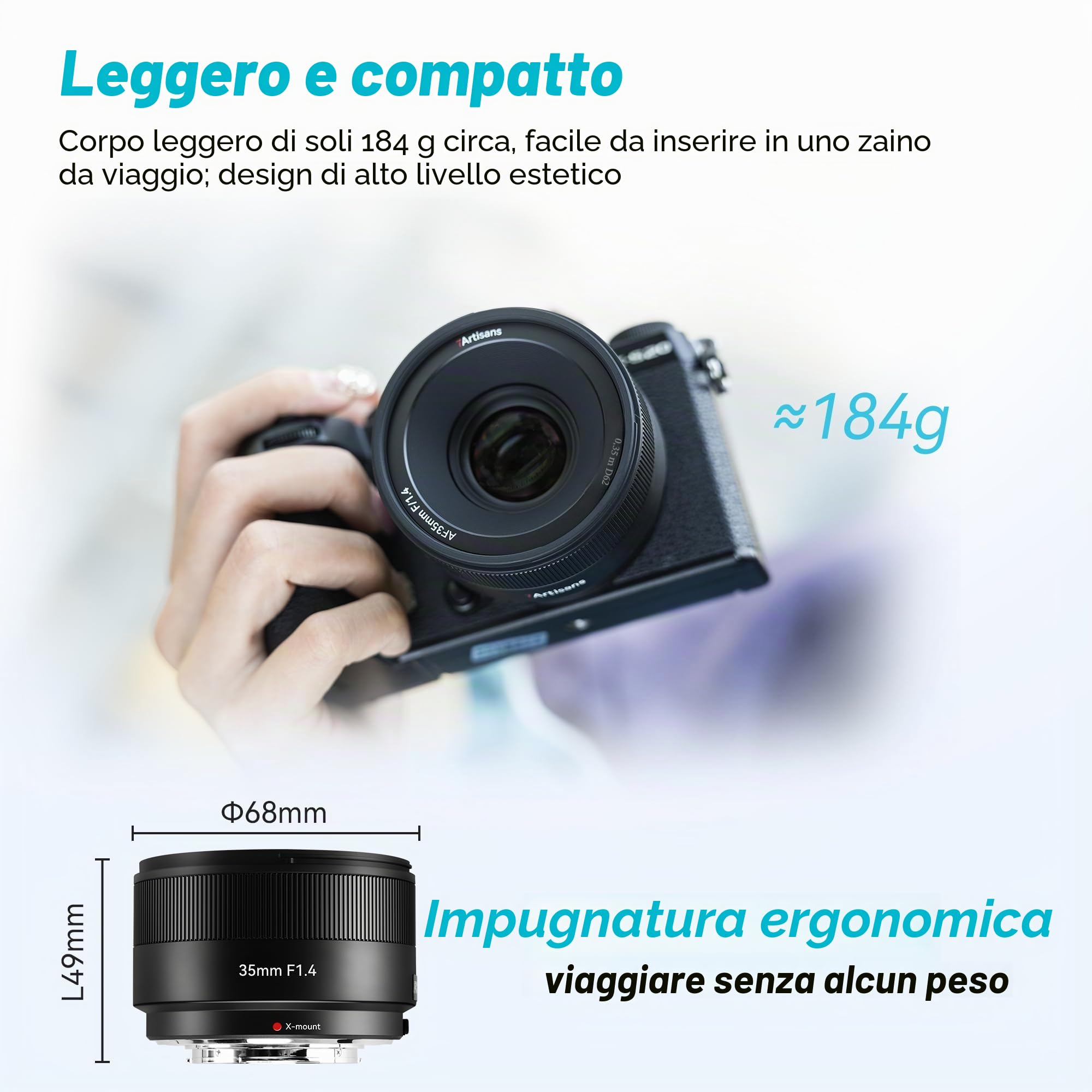 7artisans AutoFocus - Obiettivo da 35 mm F1.4 APS-C, apertura ampia F1.4, obiettivo automatico, compatibile con fotocamere Fujifilm FX Fuji X-H/T/T30/S/E/A Series X-H2S X-E3 XT50 Xpro3