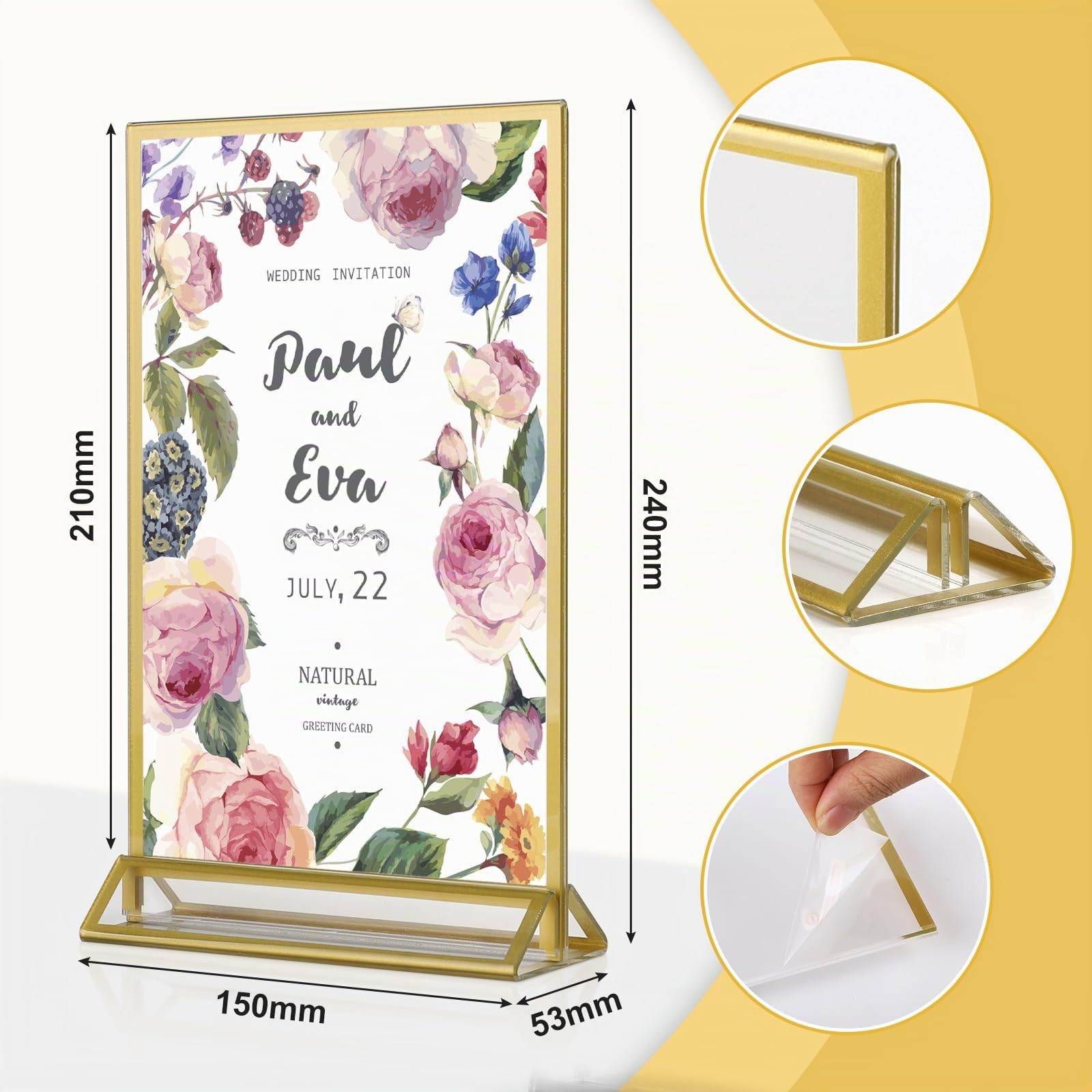 efuturetime 12PCS Porta Menu da Tavolo A5 in Acrilico | Espositore Plexiglass Verticale, Cornici Doppia Faccia per Foto, Matrimonio, Pubblicità, Ricevimento
