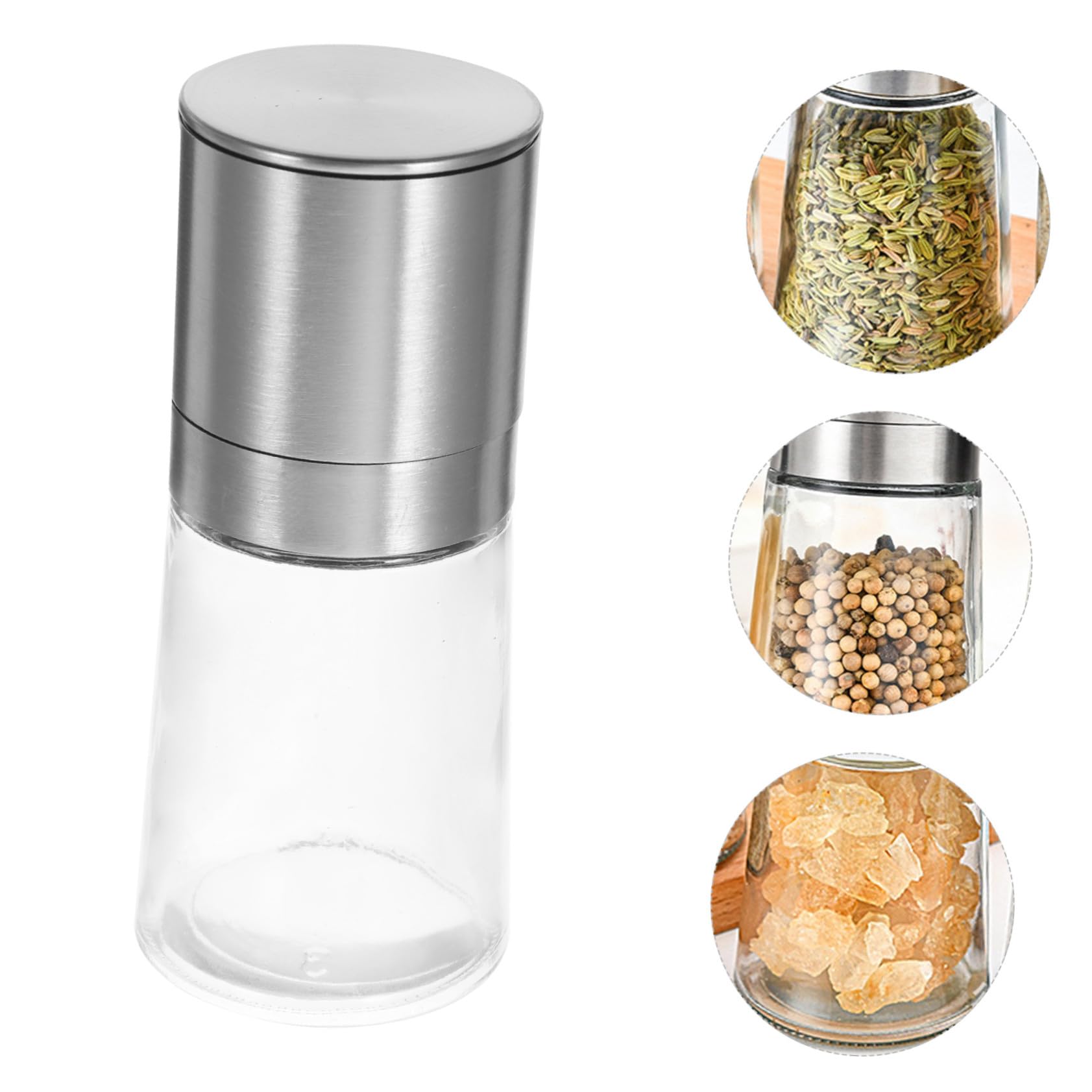 2 piezas Molino Manual de Pimienta y Sal Molinillos Recargables de Vidrio con Diseño Ergonómico para Cocina Utensilios para Especias y Condimentos