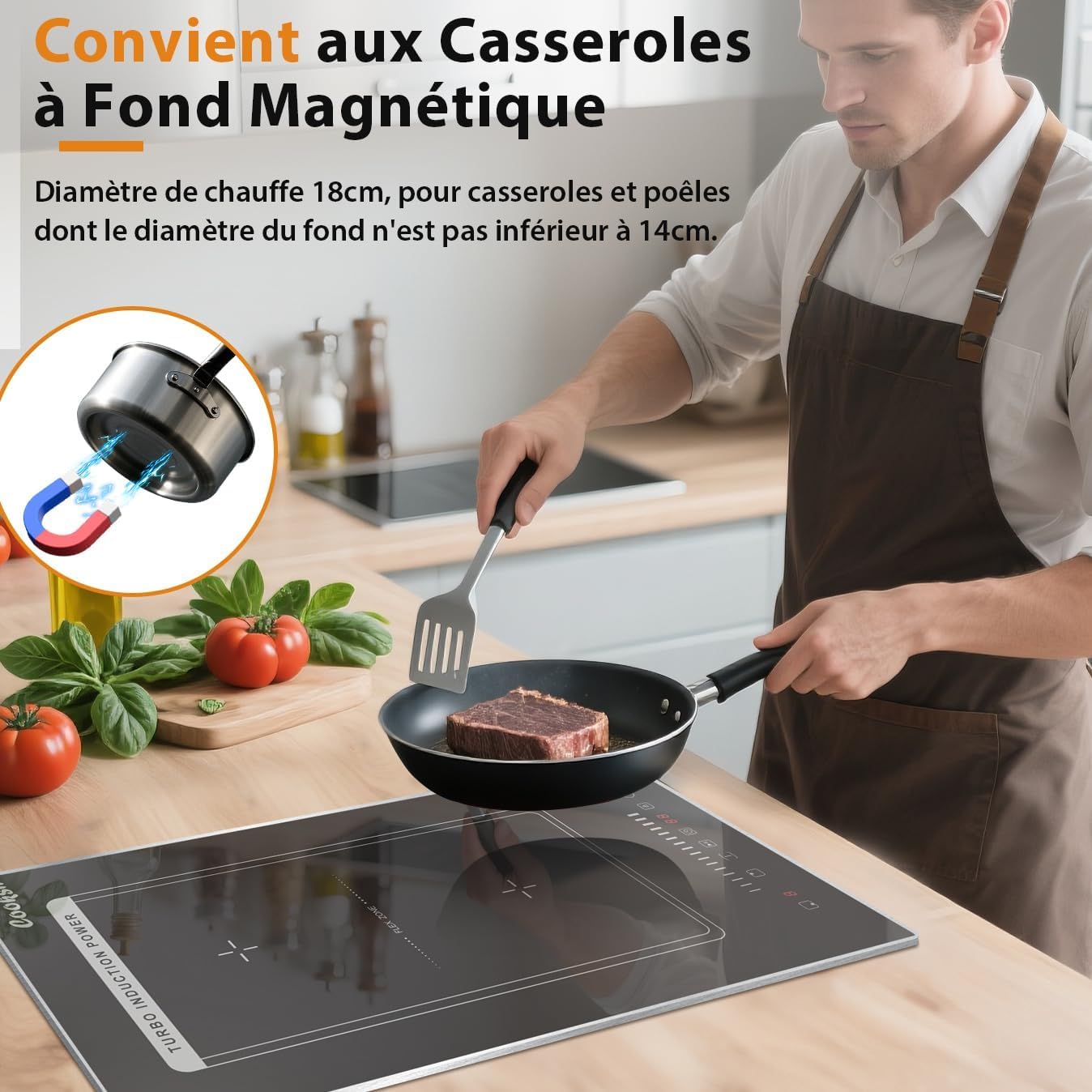 Plaque à Induction 2 Feux avec Prise, Plaque de Cuisson Encastrable 30CM avec Cadre Métallique, 3500W, Zone Combinée pour Barbecue, Curseur Tactile, Verrouillage de Sécurité, Minuterie, 220V - 3