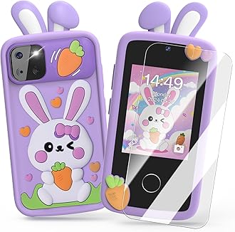 Kids Smart Phone Toys for Girls,Easter Gift for Kids Toys for 3-9 Girls Mini Smart Phone Toys with 2.8" Touchscreen 16 Learning Games Dual Camera Music Player, 8G SD Card
