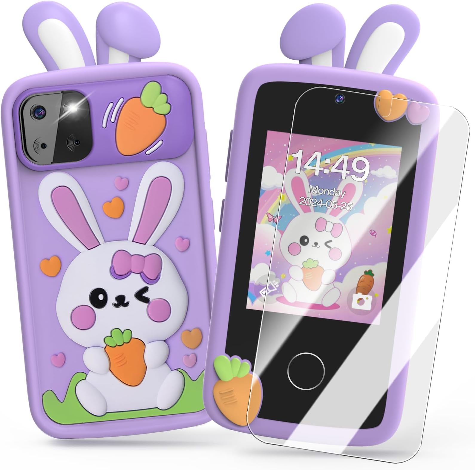 Kids Smart Phone Toys for Girls,Easter Gift for Kids Toys for 3-9 Girls Mini Smart Phone Toys with 2.8" Touchscreen 16 Learning Games Dual Camera Music Player, 8G SD Card