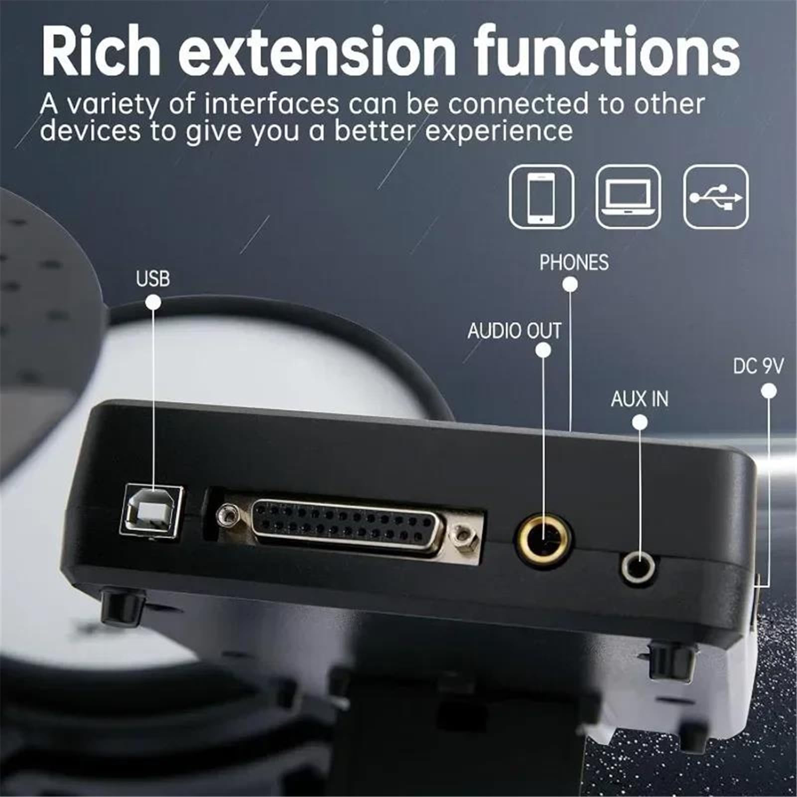 Kit Di Batteria Elettronica In Acciaio Legato Con 455 Suoni Pad Per Batteria In Mesh Bacchette Per Batteria Pedali Per Carichi Pesanti Sgabello Per Batteria Principianti batteria elettronica(Black)