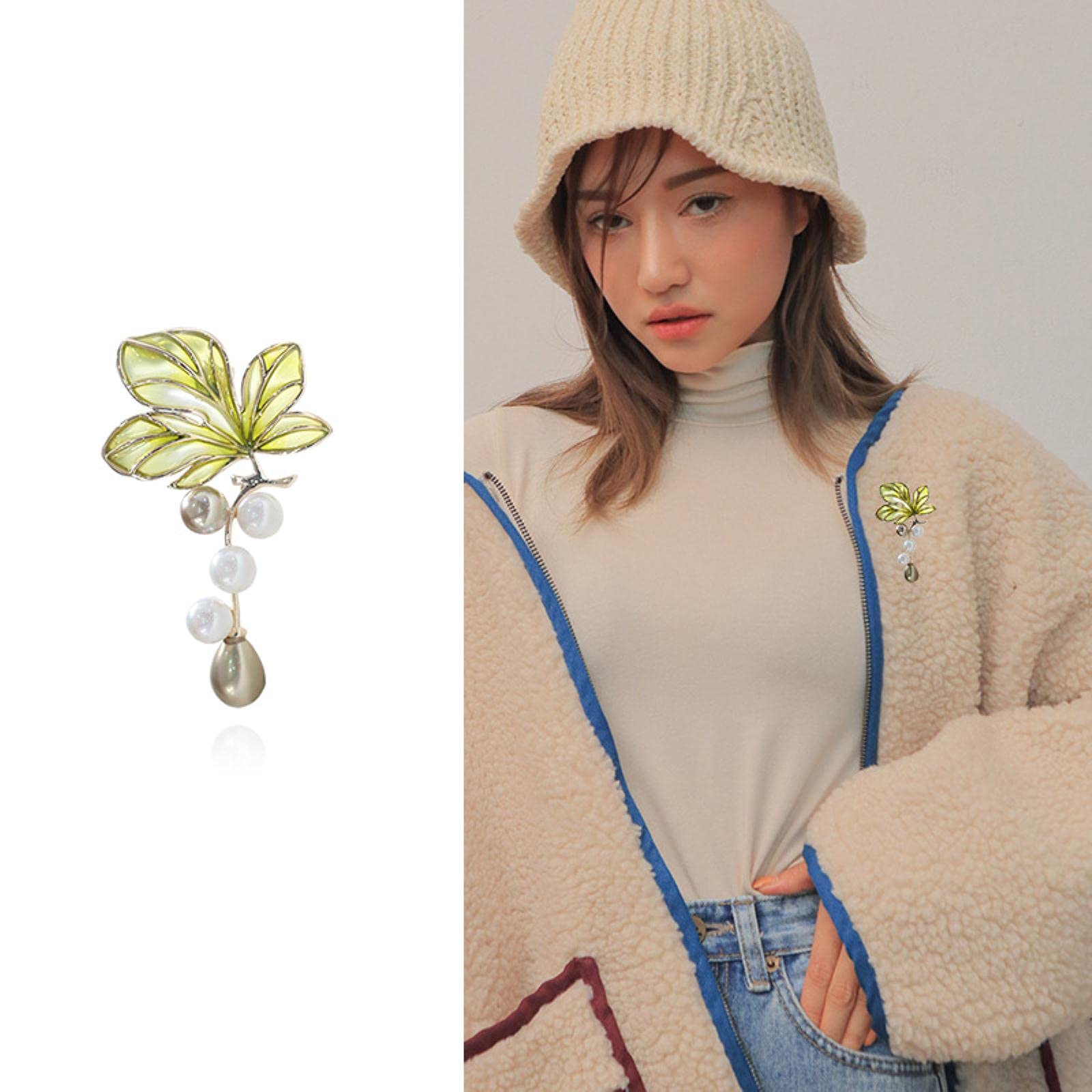 Spilla A Foglia Di Palma Verde Con Zirconi – Vintage E Rinfrescante, Accessorio Moda Donna Per Abiti E Sciarpe