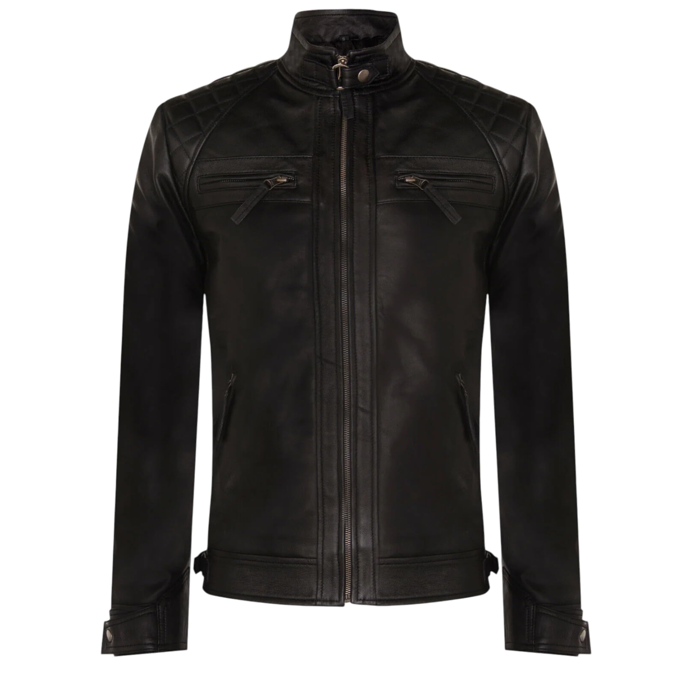 Infinity Leather Men's Black Vintage Retro Quilted Real Nappa Leather Jacket