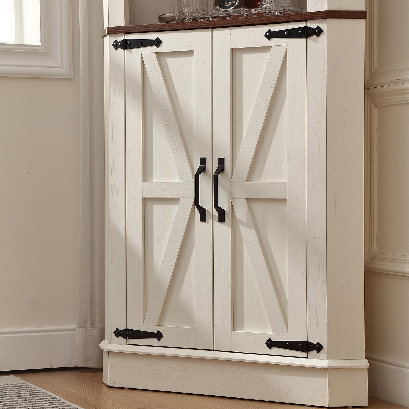 FOREST GRAVITY Mobile angolare alto Sottile Corner Cabinet Soggiorno Contenitore per la sala da pranzo Mobile Bagno Stretto con Cassetto Ripiani Regolabili 50 * 9 * 173 cm Bianco