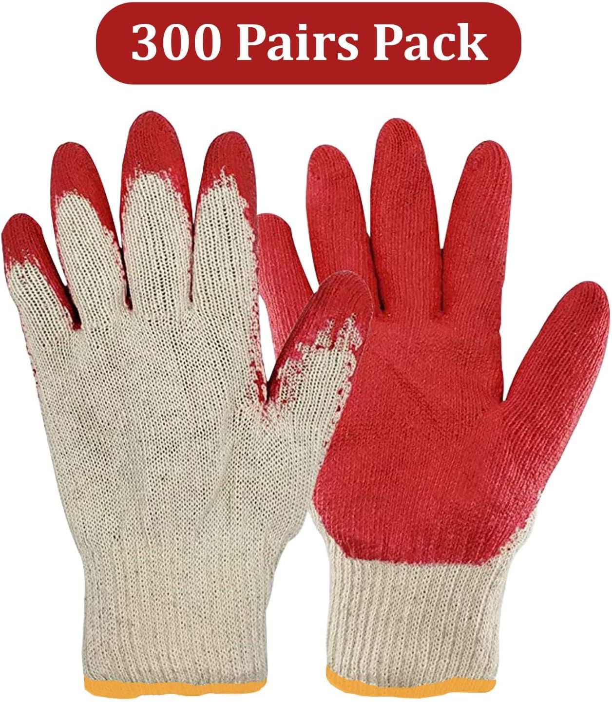 300 Pairs String Knit Red Palm Latex Dipped Work Gloves, Made in Korea - Image 2
