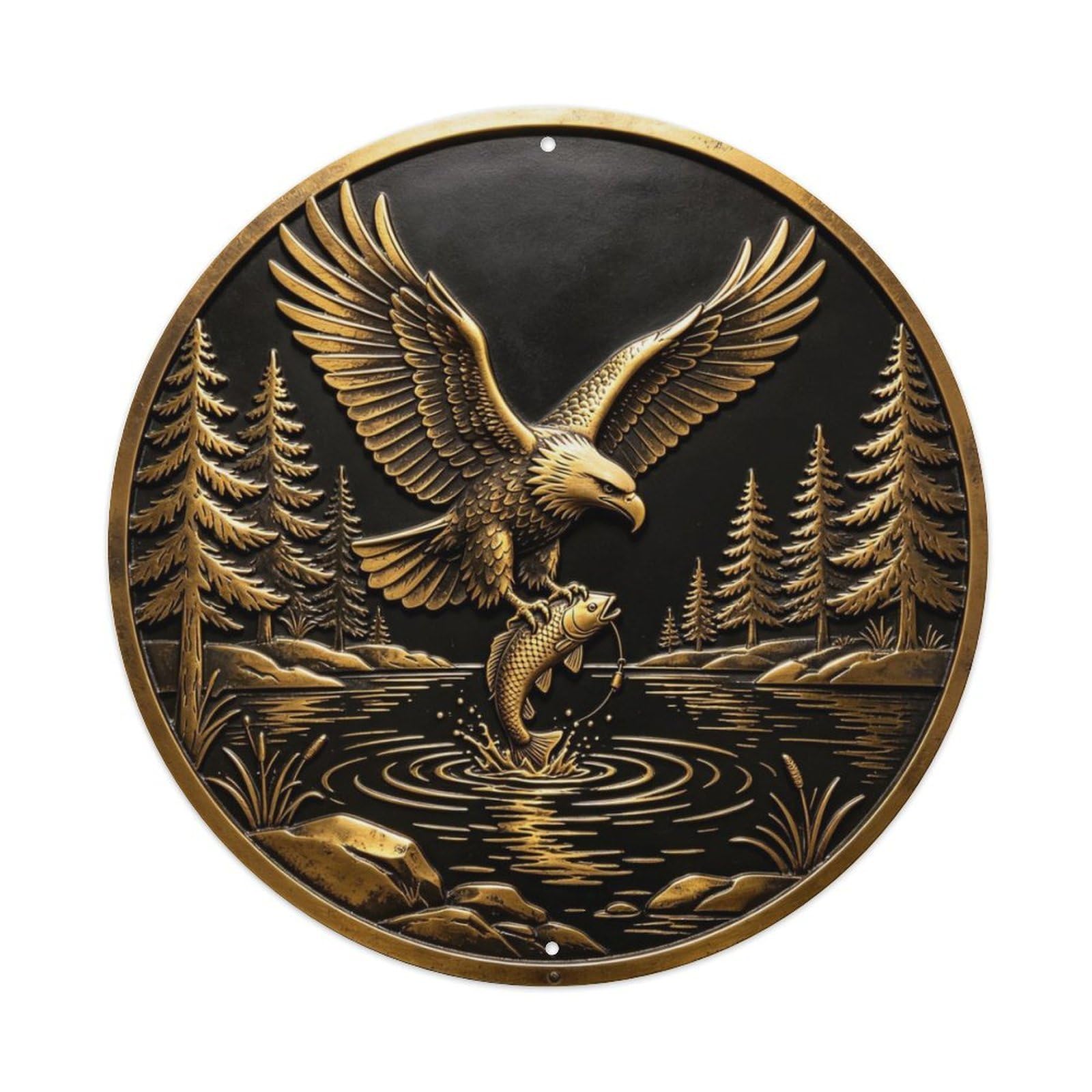 Bald Eagle Catching Metal Tin Sign Plaque
