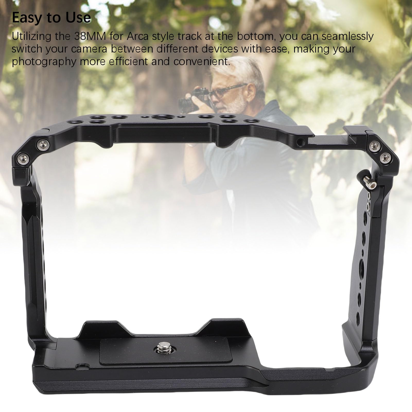 Generic Wspornik Stabilizujący do Klatki Aparatu Fotograficznego do Aparatu A9III A1 II, Lekki Stop Aluminium z Otworami na Gwint 1/4 3/8 Uchwyt Zimnego Buta Kompatybilny z Arca, Akcesoria