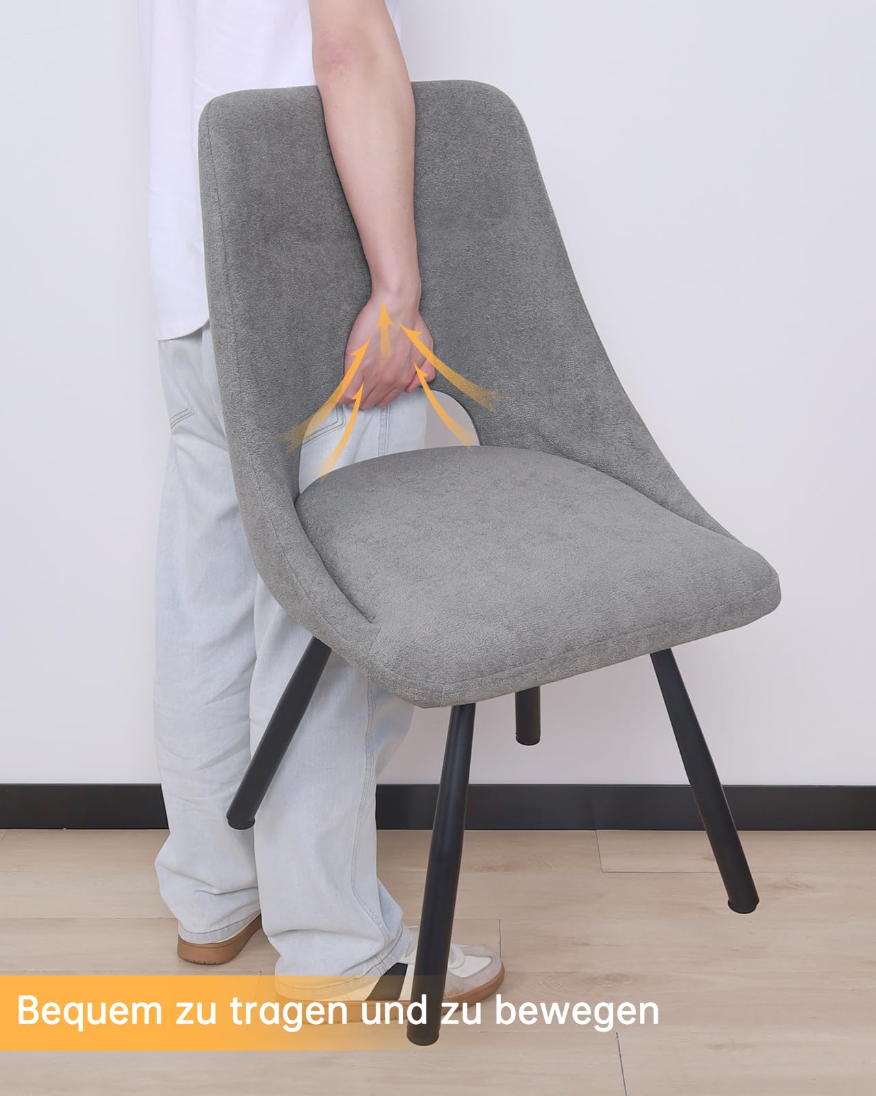 LEWE Essgruppen Esstisch mit 4 Stühlen, 140 x 80 x 76 cm Rechteckig Esstisch aus Holz mit 4 Esszimmerstühle, 360°Drehstuhl, Gepolstert, Breitere Sitzfläche, für Küche Esszimmer und Wohnzimmer,Grau