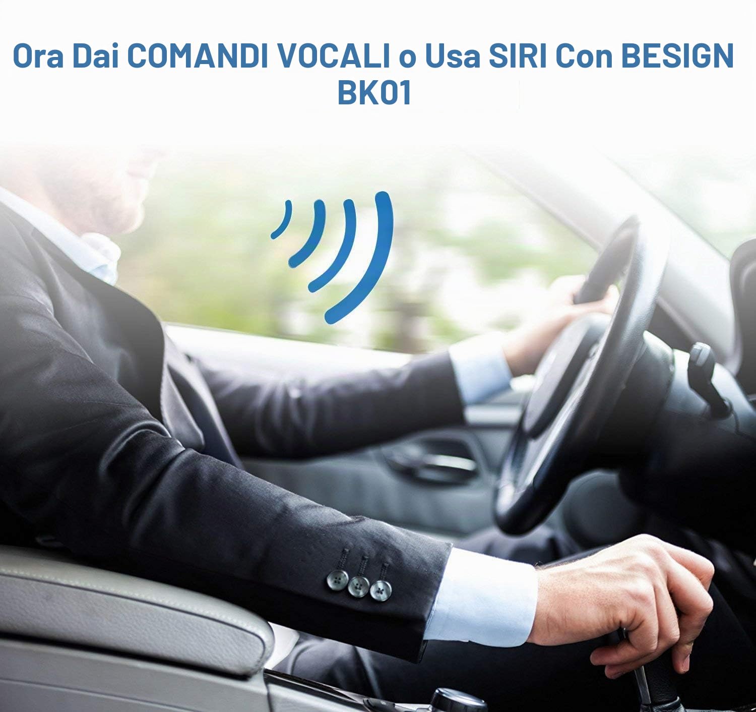 Besign Kit Vivavoce Bluetooth 4.1 Auto, Ricevitore Audio Bluetooth con Built-in Microfono, 3.5mm Jack Aux, Isolatore di Rumore e Base Magnetica