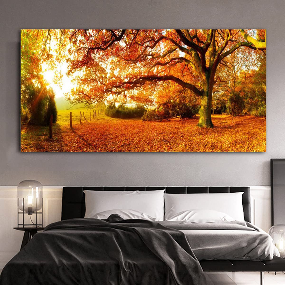 Instarry DIY 5D Broderie Diamant Kit Complet Grand Format Paysage d'Automne Decoration Murale 120x60 cm