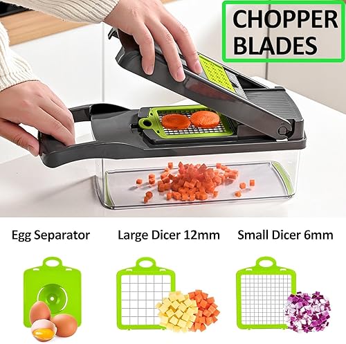 Miniatura 3 de Picadora de alimentos multifuncional profesional Cortadora de verduras 13 en 1, cortadora de cebollas, zanahorias, ajo y más, con 8 cuchillas