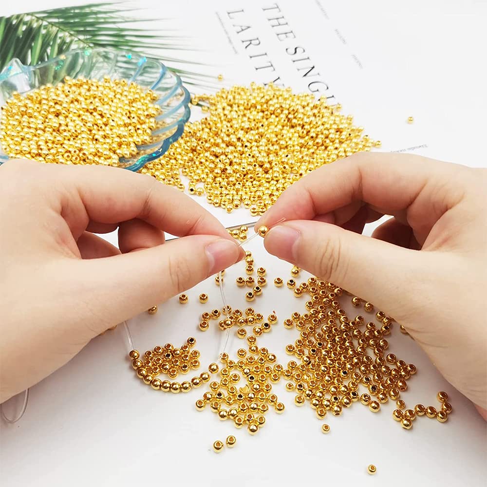 200 Perline Dorate 5mm Per Bracciali - Distanziatori Metallici Con Foro, Craft Fai-Da-Te - Foto 2