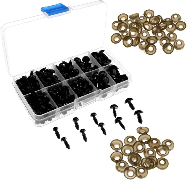 Set of 240Pcs Craft Plastic Safety Toy Screw Eyes for Teddy Bear Doll Animal Making