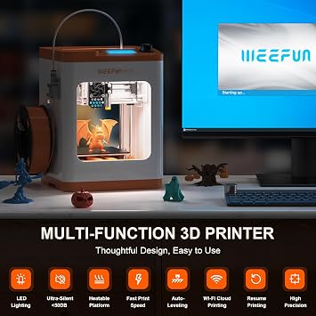 TINA2S 3D Printer, WEEFUN 3D Printer Fully Assembled with WiFi Cloud Print, Silent Mini 3D Printers for Beginners and Kids, Auto Bed Leveling DIY 3D Printers with Resume Print, Fully Open Source