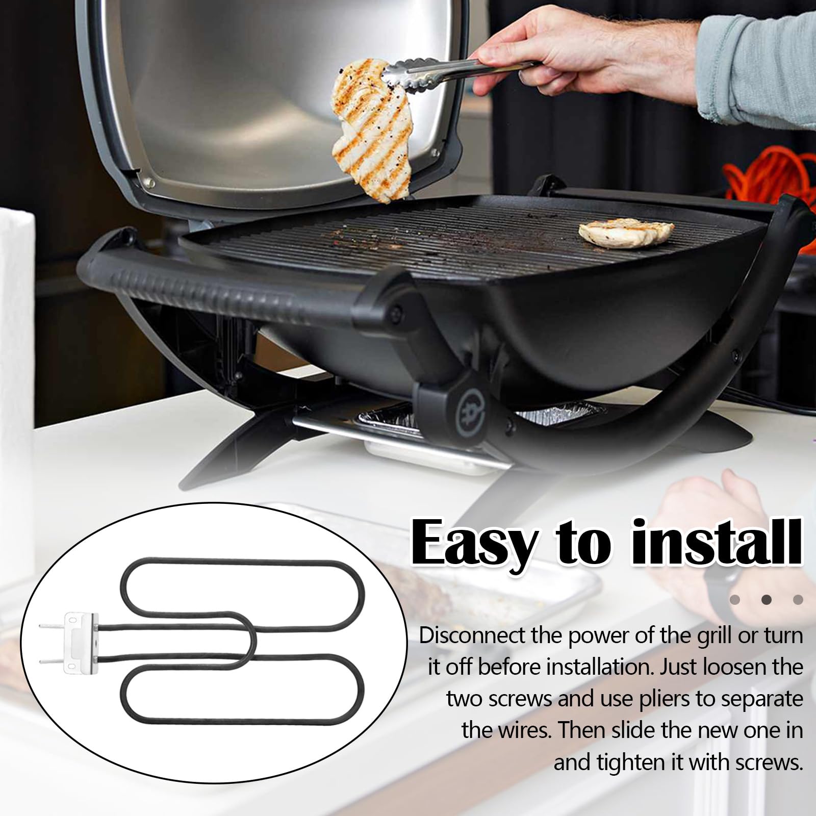 éLément Chauffant Rechange Pour Weber Barbecues éLectriques Q140 Et Q1400 Séries 66631 80342 80343 65620 éLément Chauffant En Acier Inoxydable Résistance De 230V 2200W