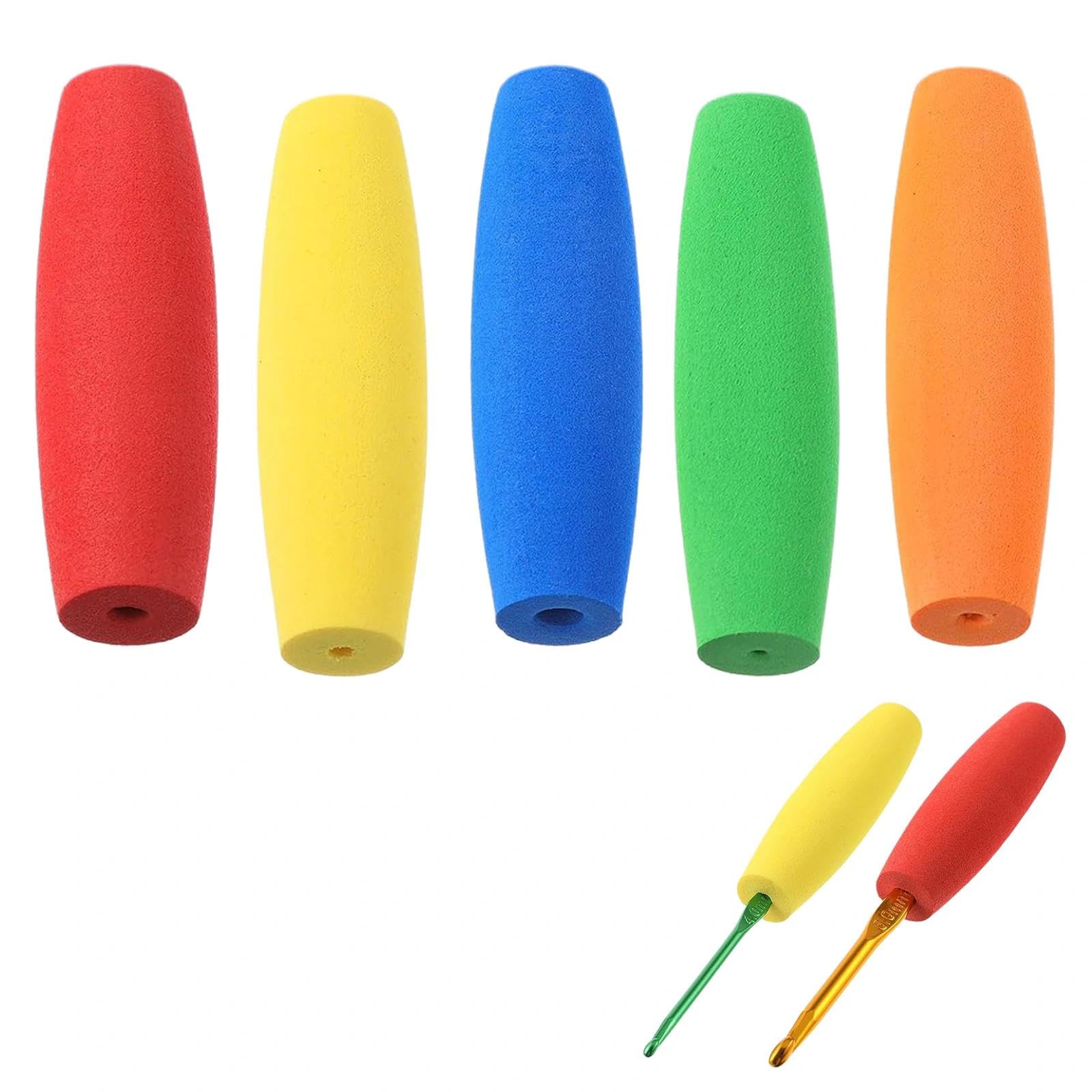 Livawnd 5Pcs Ergonomic Hook Grips, Soft Removable EVA Crochet Handle Cushions, Universal Fit Comfort Grips for Crochet Enthusiasts & Long Crafting Sessions