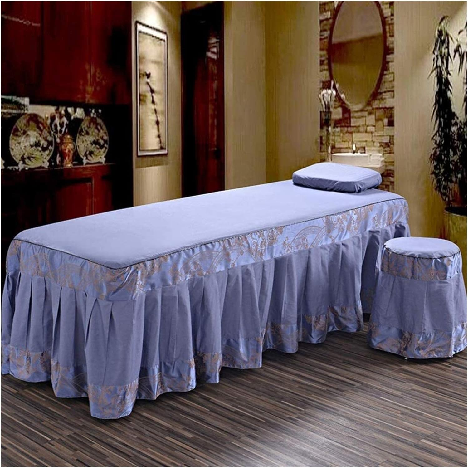 Luxury spa linens set, Massage Couch Linens set Massage Table Sheet Sets in Embroidery, Solid
