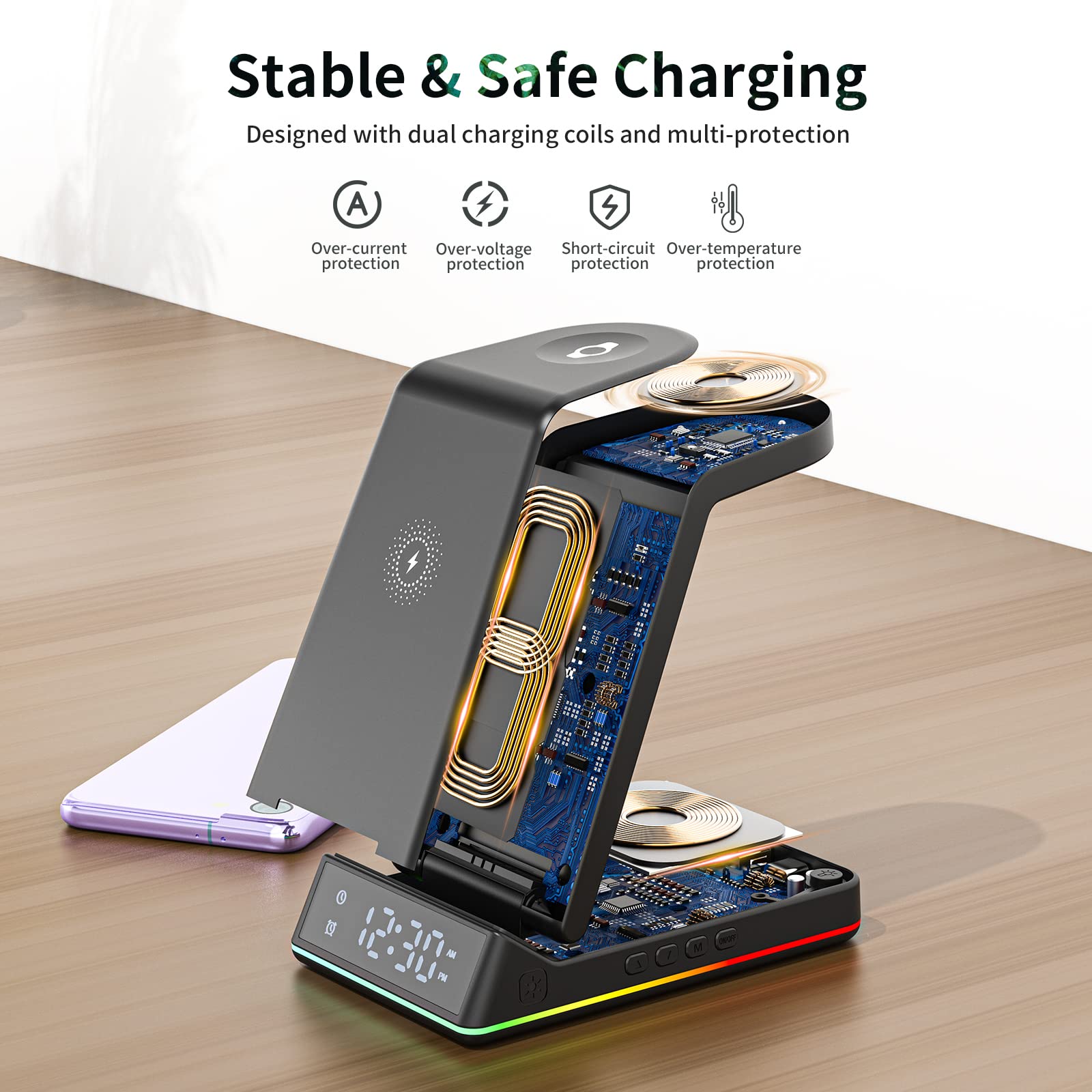 Cargador Inalámbrico Rápido Stand 3 en 1 para Samsung S24 S23 S22 Ultra S24 S21 S20 Galaxy Buds+ Pro,Wireless Charger für Galaxy Watch 5/5 Pro/4/3/Active 2/1