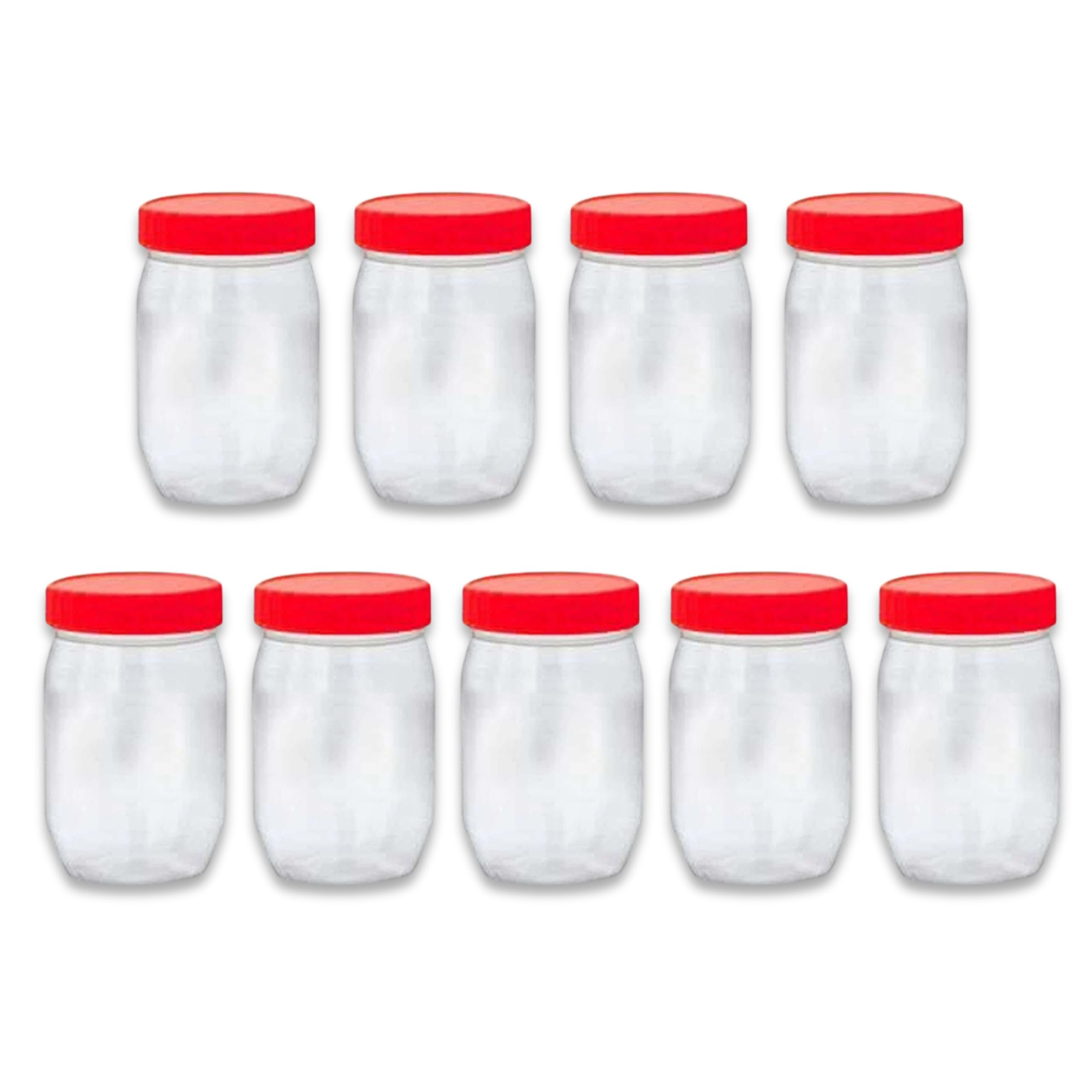 QUANTA Plastic Jars with Lids – Clear Storage Containers – Airtight, Stackable, BPA-Free Container Jar for Spices, Sweets, Crafts, Dog Treats – Reusable & Durable (9, Clear/Transparent, 300ml)