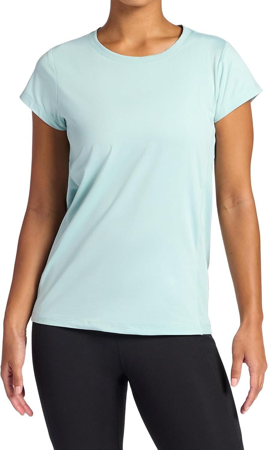 Gaiam Women's Rib Mix Performance T-Shirt, Slim Fit, Stretch Lightweight Material