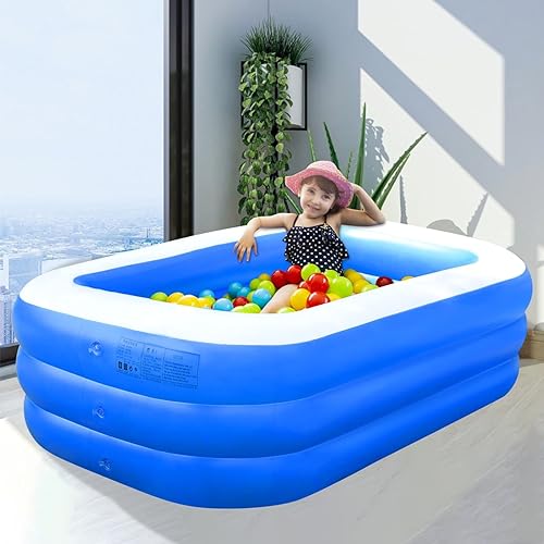 Miniatura 9 de Piscina para niños y adultos, 120 x 70 x 22 pulgadas, tamaño completo, piscina inflable para niños, patio trasero, fiesta acuática de verano al aire
