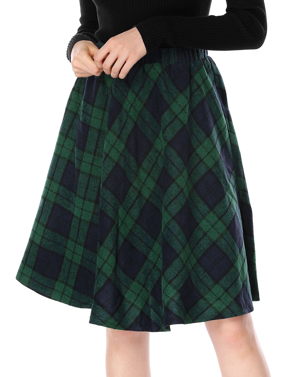 Allegra K Tartan Plaid High Waist Midi Skirt A-Ligne Femme (Lot de 1)