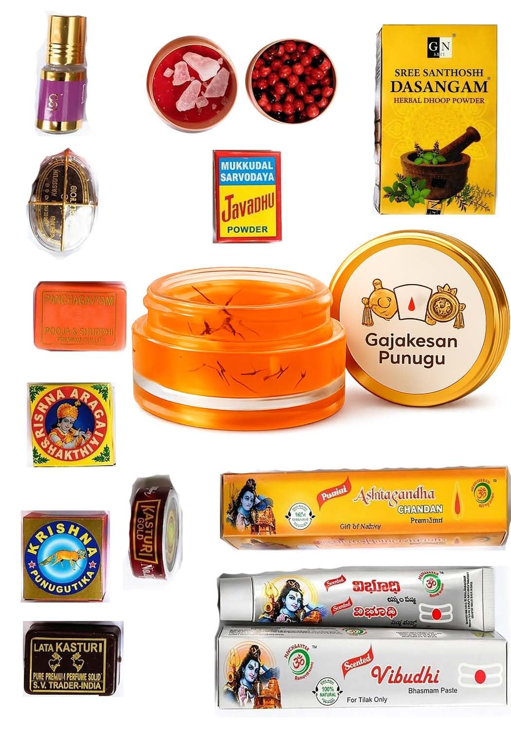 チャーム pagugugugu Holy Pooja Pack of 14 Items-14 Divine Incense-Javadhu,Punugu