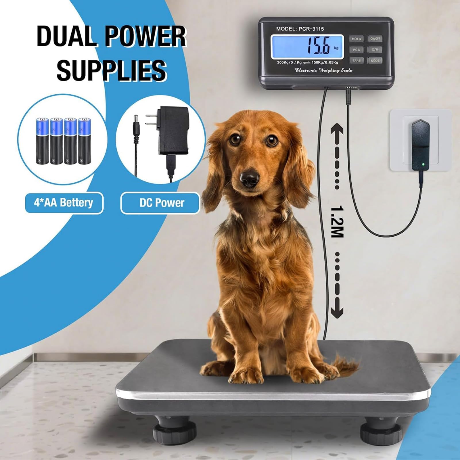 SurmountWay Shipping Scale 660lbs LCD Digital Platform Heavy Duty Portable Stainless Platform for Postal Shipping Scale Industrial Floor — view 7