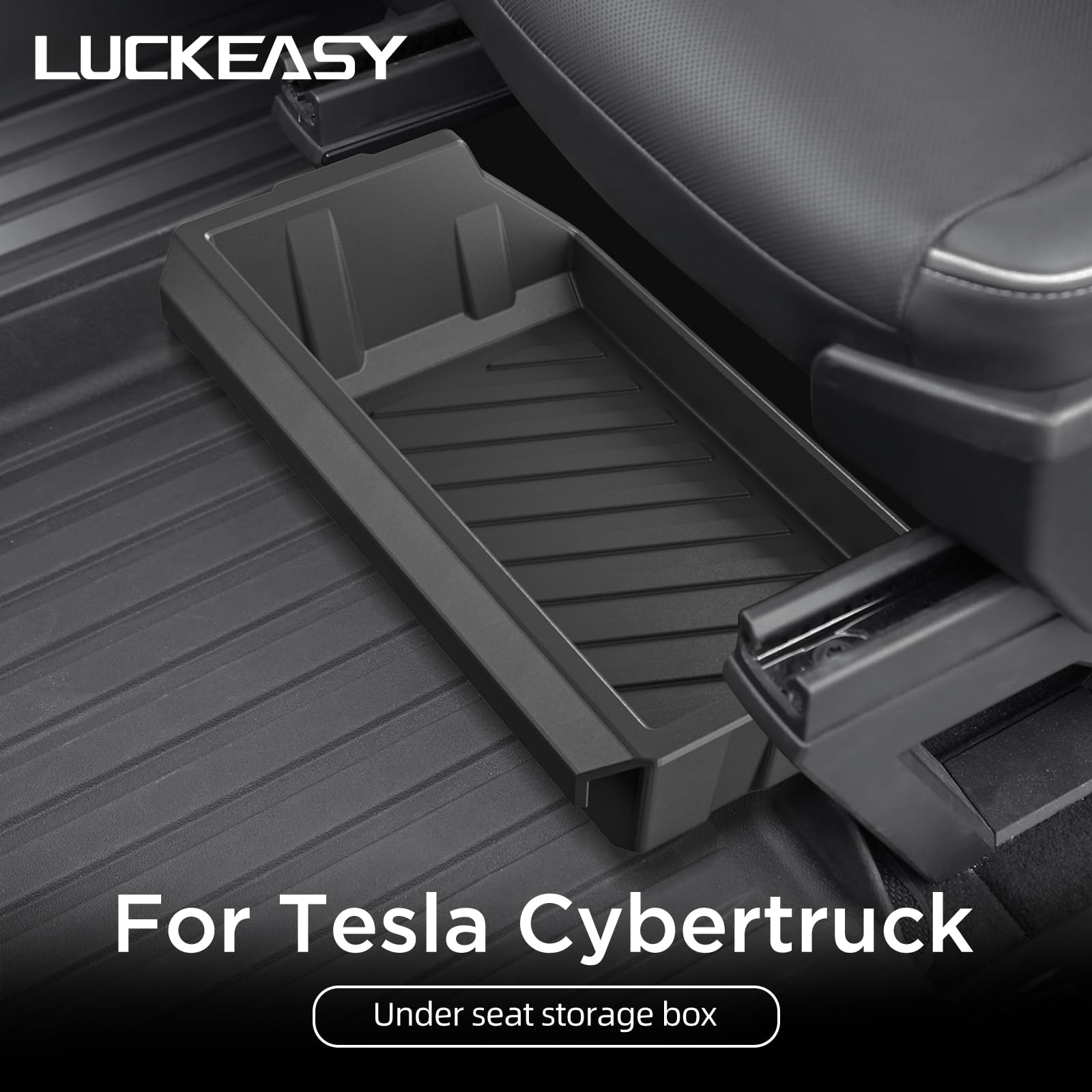 LUCKEASY 2pcs For Tesla Cybertruck 2025 2023 2024 Under Seat Storage Box TPE Organizer Hidden Storage Boxes Waterproof Washable Storage Trays Organizers For Cybertruck Accessories