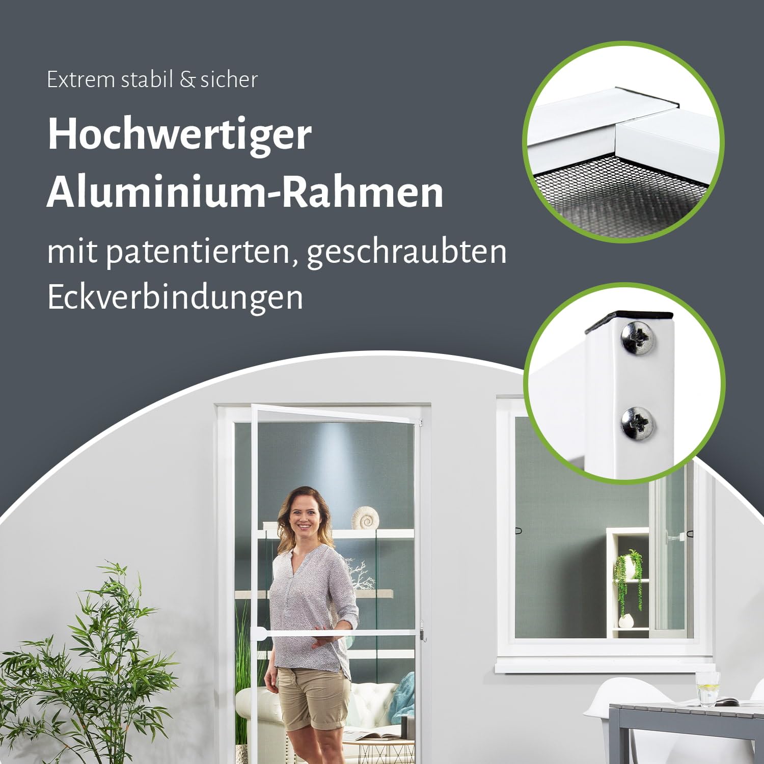empasa Insektenschutz Fliegengitter Tür Alurahmen MASTER PRO | individuell kürzbar als Selbstbausatz, Farbe: anthrazit, Größe: 100 x 210 cm
