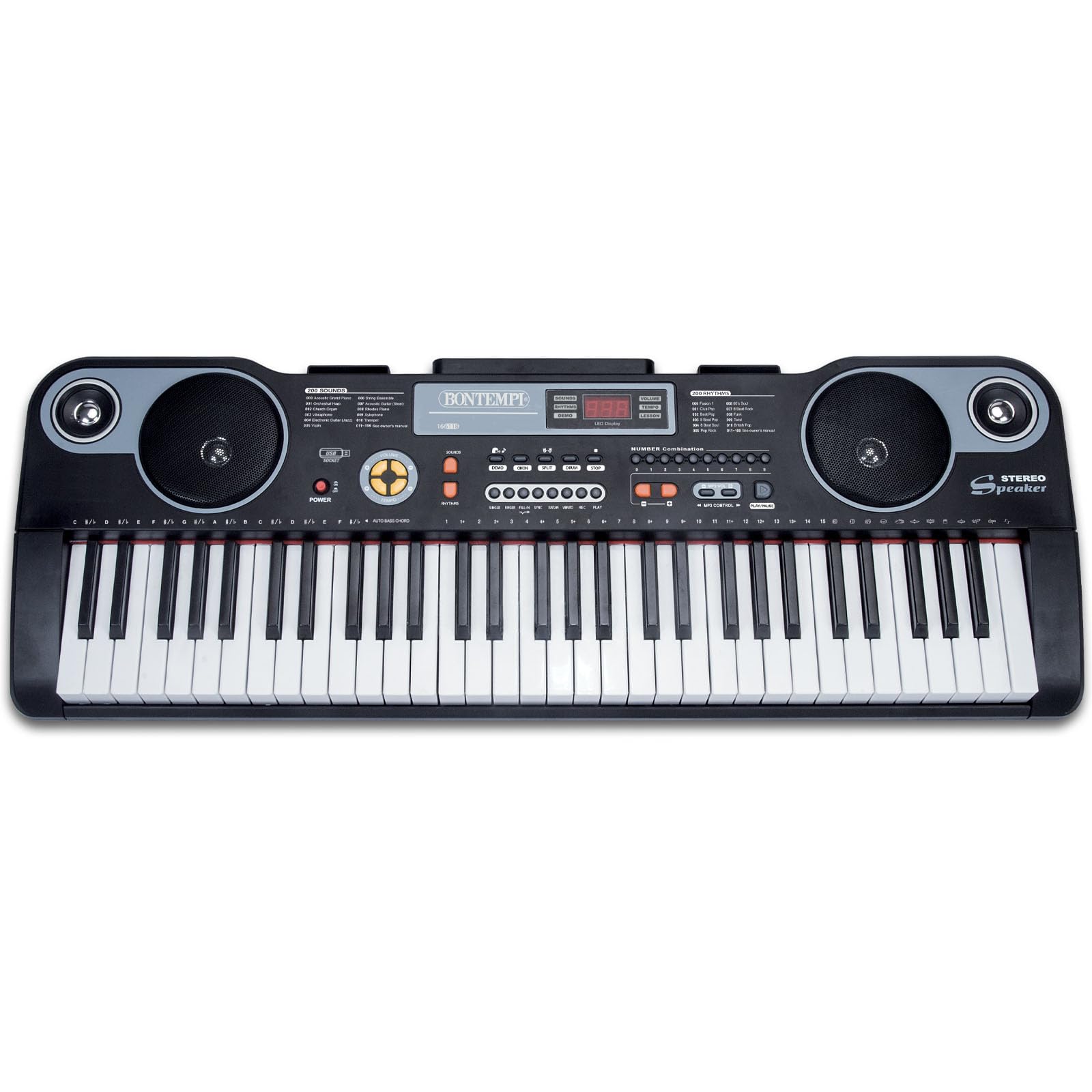 Bontempi | HarmonyKeys - Professionelle Digitaltastatur, 61 Tasten mit USB-Anschluss und Netzwerkadapter für perfekte Harmonie, 860x295x90 mm