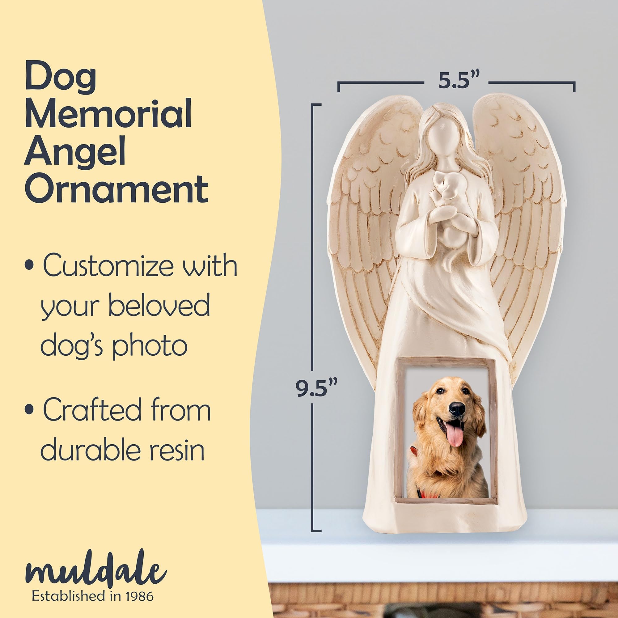 Muldale Dog Memorial Remembrance Gift for Beloved Pet - Angel Holding Dog Statue - Condolence Gifts for Dog Passing Away - 11” - Pet Loss Gifts