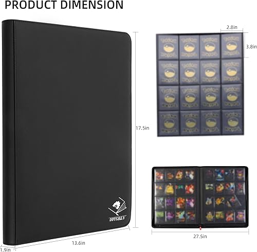 Miniatura 6 de DTCGBIN Carpeta de alta calidad para tarjetas coleccionables de Pokémon, con capacidad para más de 1000 tarjetas, carpeta de carga lateral sin